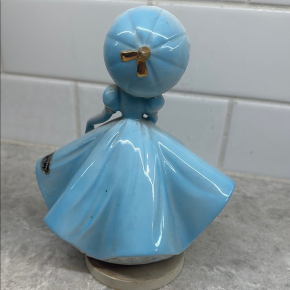 Rare Josef Originals Vintage Blue Ceramic music box with label and works - Picture 3 of 7